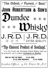 Advertisement for John Robertson & Son's Dundee Whisky, 1895. Creator: Unknown.