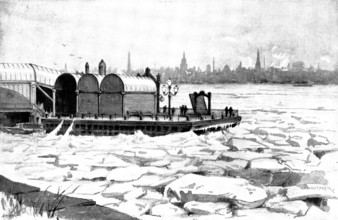 The Frozen Mersey: looking from Birkenhead to Liverpool, 1895. Creator: George Meisenbach.