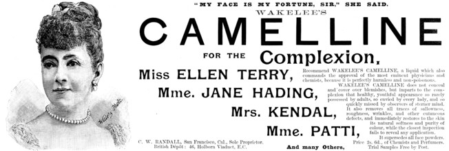 Advertisement for Wakelee's Camelline for the Complexion, 1895.  Creator: Unknown.