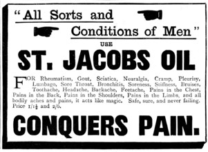 Advertisement for St. Jacobs Oil, 1895. Creator: Unknown.