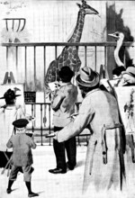 The New Giraffe at the Zoological Society's Gardens, Regent's Park: artists on duty, 1895. Creator: Unknown.