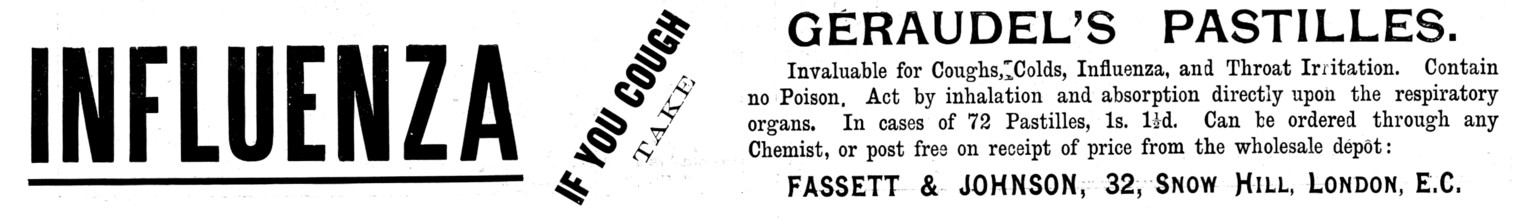 Advertisement for Géraudel's Pastilles, 1895. Creator: Unknown.