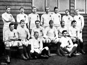 The International Rugby Football-Match at Richmond on March 9: the English team, 1895. Creator: Russell & Sons.