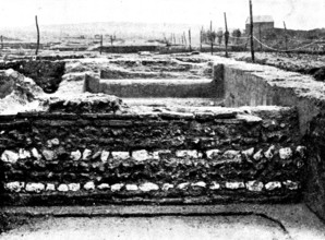 The Roman Villa recently discovered at Darenth, Kent: wall dividing the swimming-bath, 1895. Creator: Ernest Christopher Youens.