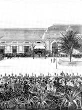 The Queen's Holiday Abroad: arrival at Nice on March 15, 1895. Creator: George Meisenbach.