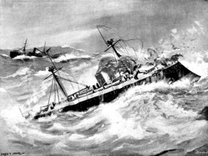 The Spanish war-ship "Reina Regente," reported lost near the Straits of Gibraltar, 1895. Creator: George Meisenbach.