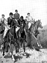 Making the Running - drawn by W. B. Wollen, 1895. Creator: George Meisenbach.