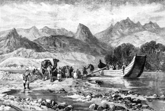 The Chitral Expedition: Swat River ferry at Abazai, 1895. Creator: P Naumann.