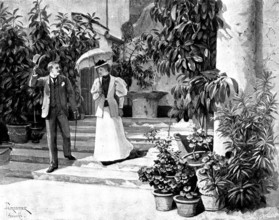 Adam Johnstone's Son: They went as far as the door together. Johnstone turned and walked off, 1895. Creator: George Meisenbach.