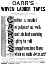 Advertisement for Carr's Woven Ladder Tapes, 1895. Creator: Unknown.