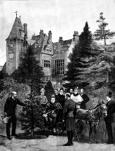 The Queen's Visit to...Friedrichshof: Her Majesty planting a tree in the Castle grounds, 1895. Creator: P Naumann.