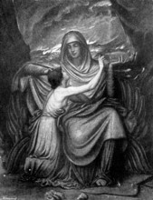 Pictures from the New Gallery: Persephone and Psyche in the Shades - W. B. Richmond, A.R.A., 1895. Creator: George Meisenbach.