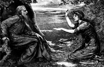 Pictures from the New Gallery: Merlin and Vivian - Mrs. Kate G. Hastings, 1895. Creator: George Meisenbach.