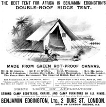 Advertisement for Benjamin Edgington, double-roof ridge tent, 1895. Creator: Unknown.