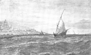 Pictures from the Royal Academy: Entrance to the Harbour of Genoa - E. Hayes, 1895. Creator: George Meisenbach.