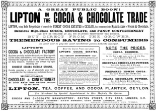 Advertisement for Lipton's Cocoa & Chocolate, 1895. Creator: Unknown.