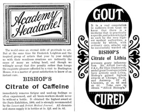 Advertisement for Bishop's Citrate of Caffeine and Citrate of Lithia, 1895. Creator: Unknown.