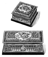 Silver gilt caskets for the toilet-table presented to the Duchess of York by Mr. Walter Mappin, 1895 Creator: Unknown.