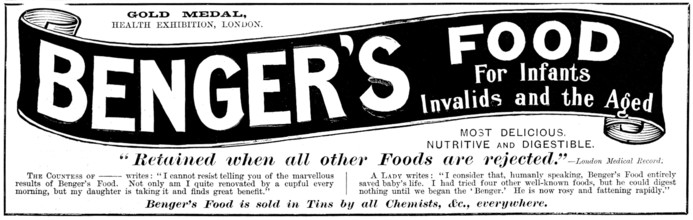 Advertisement for Benger's Food, 1895. Creator: Unknown.