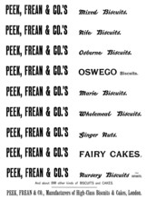 Advertisement for Peek, Frean & Co.'s Biscuits, 1895. Creator: Unknown.
