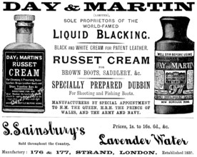 Advertisement for Day & Martin, blacking and dubbin, 1895. Creator: Unknown.