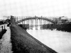 The Opening of the Baltic Canal: the high-level railway bridge at Levensau under construction, 1895. Creator: Unknown.