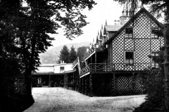 Mar Lodge, Braemar, destroyed by fire on June 14, 1895. Creator: George Washington Wilson.