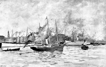 The Opening of the Baltic Canal: arrivals at Hamburg, 1895. Creator: George Meisenbach.