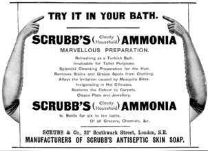 Advertisement for Scrubb's (Cloudy Household) Ammonia, 1895. Creator: Unknown.