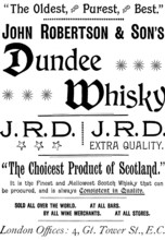 Advertisement for John Robertson & Son's Dundee Whisky, 1895. Creator: Unknown.