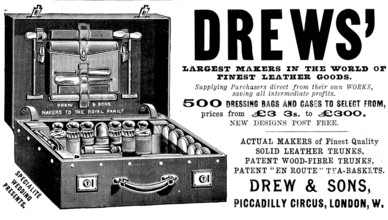 Advertisement for Drews' leather goods, 1895. Creator: Unknown.