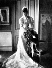 Marriage of the Duc d'Aosta & Princesse Hélène d'Orléans: the Duchesse...in her wedding dress, 1895. Creator: Gunn & Stuart.
