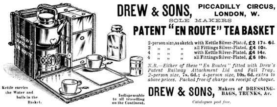 Advertisement for Drew & Sons' Patent "En Route" Tea Basket, 1895. Creator: Unknown.