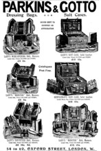 Advertisement for Parkins & Gotto, Dressing Bags and Suit Cases, 1895. Creator: Unknown.