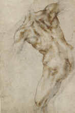 Nude male Torso (possibly a study for the Battle of Cascina), 1501-1505.  Creator: Michelangelo Buonarroti.