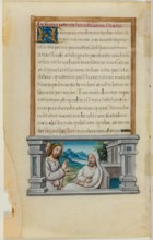 Leaf with Framed Text with Framed Miniature of Christ Healing a Sick Man, early 16th century. Creator: School of Jean Colombe.
