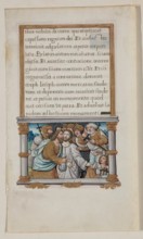 Leaf with Framed Text with Framed Miniature of the Betrayal, early 16th century. Creator: School of Jean Colombe.