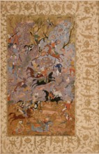 Manuscript Folio with a Hunting Scene, 1585-1590. Creator: Unknown.