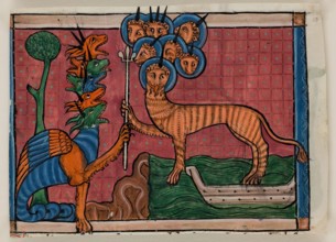 Apocalypse Leaf Fragment: The Beast of the Sea, c1295. Creator: Unknown.