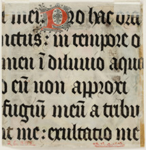 Leaf Fragment with Text with Ornamental "P", 15th century. Creator: Unknown.