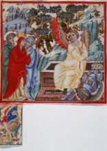 Leaf Fragment with Three Marys at the Tomb, c1350. Creator: Unknown.