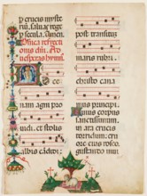 Antiphonary Leaf: Historiated "A" with Risen Christ and Agnus Dei in Bottom Margin, late 15th cent. Creator: Unknown.