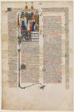 Leaf from Gratian's DECRETUM: Bishop Swearing Falsely, early 14th century. Creator: Unknown.