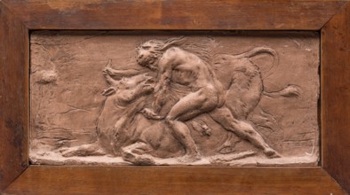 Hercules and the Cretan Bull, between late 18th and early 19th century. Creator: Jean Baptiste Stouf.