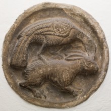 Roundel with Bird Attacking a Rabbit, between 12th and 13th century. Creator: Unknown.