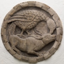 Roundel with Bird Attacking a Rabbit, between 12th and 13th century. Creator: Unknown.