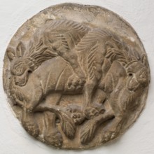 Roundel with Two Lions (?) in Combat, between 12th and 13th century. Creator: Unknown.