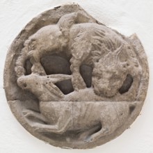 Roundel with a Feline Animal Attacking a Rabbit, between 12th and 13th century. Creator: Unknown.