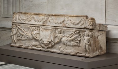 Sarcophagus with Winged Victories Holding Plaque, mid-2nd century . Creator: Unknown.
