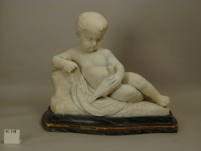 Reclining Child with Bird, late 18th century. Creator: Unknown.